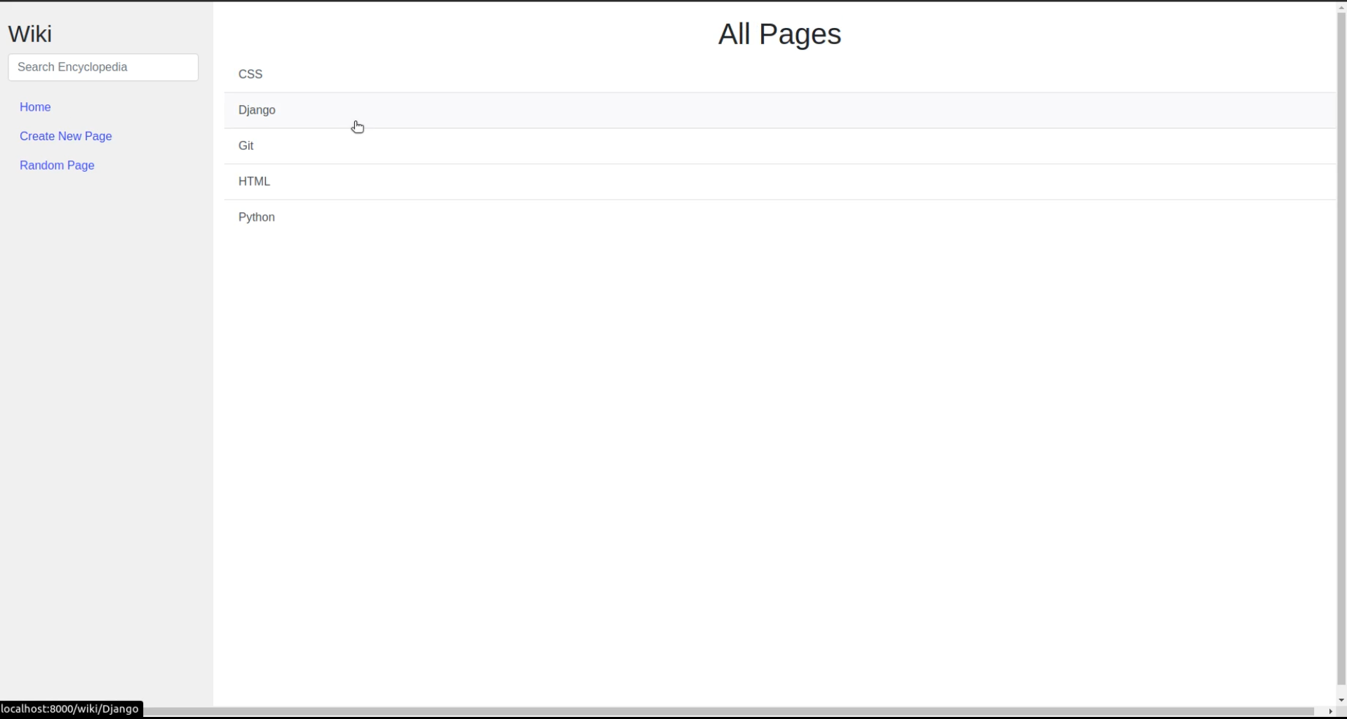 Wiki web app screenshot